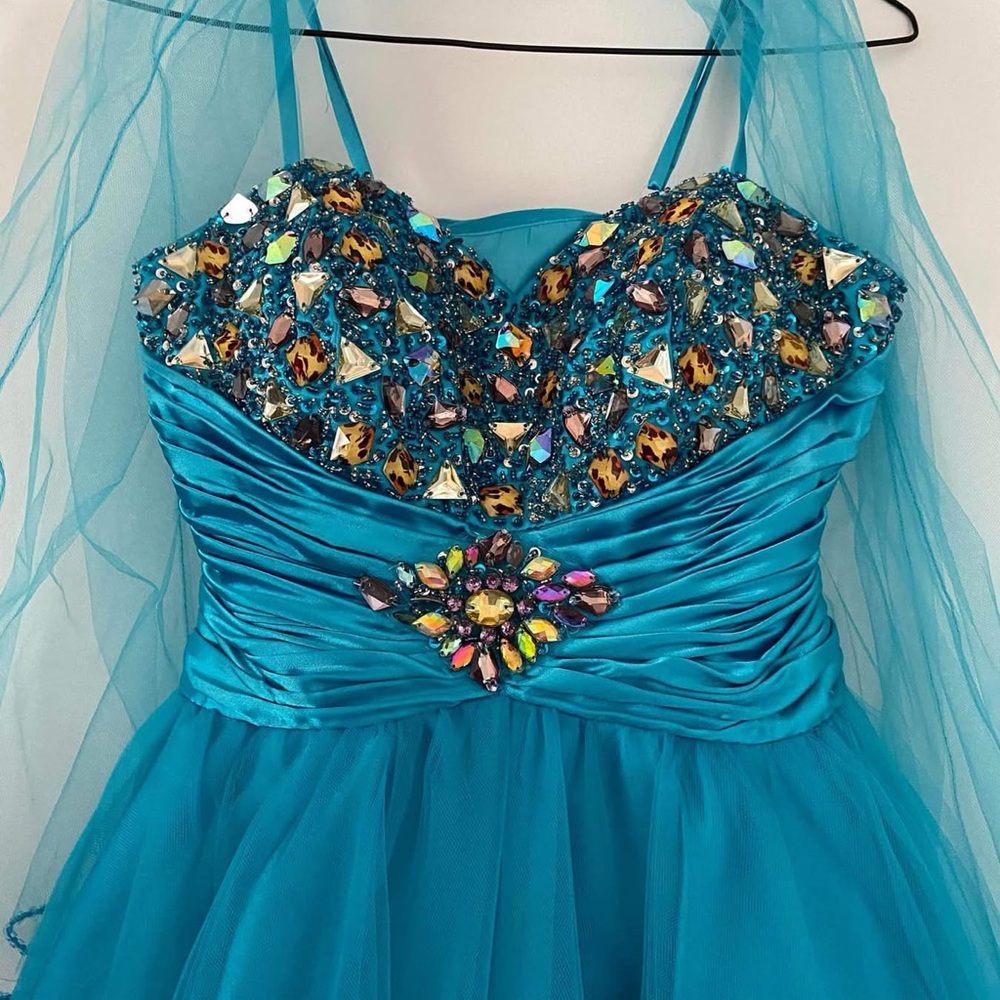 Elegant Blue Dress with Embellishments